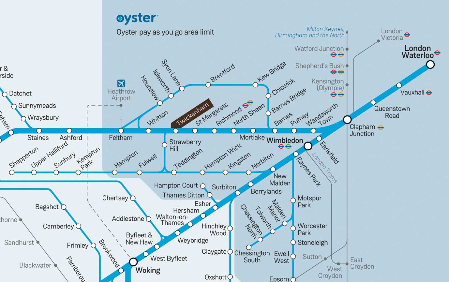 Map by SWR showing train connections to Twickenham © SWR