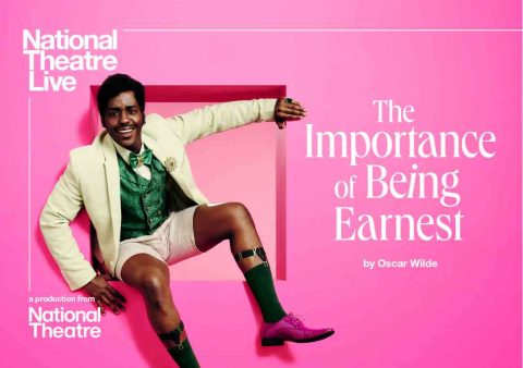NT Live: The Importance of being Ernest poster featuring Ncuti Gatwa (Ernest climbing out in 1920s style clothing